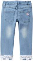 Thumbnail for your product : Betsey Johnson Embroidered Denim Capri with Lace Hem (Toddler Girls)