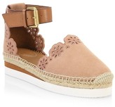 Thumbnail for your product : See by Chloe Floral Laser-Cut Suede Flatform Espadrilles