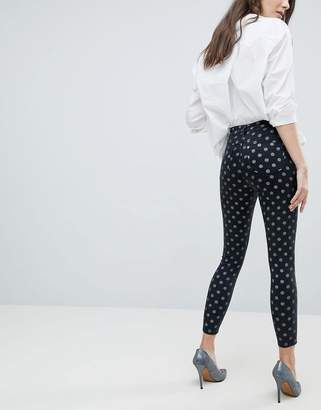 ASOS Design Ridley High Waist Skinny Jeans In Polka Dot Print