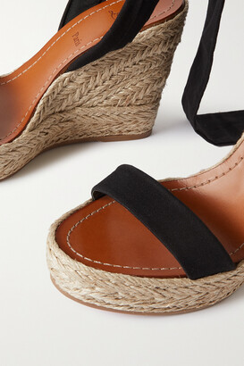 Christian Louboutin Monica Du Désert 120 Cotton-canvas Espadrille Wedge  Sandals - Black - ShopStyle