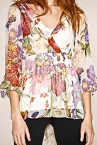 Thumbnail for your product : NU Collective Printed Silk Chiffon Top in White Floral
