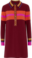 Thumbnail for your product : Anna Sui Metallic-trimmed Striped Crepe Mini Shirt Dress