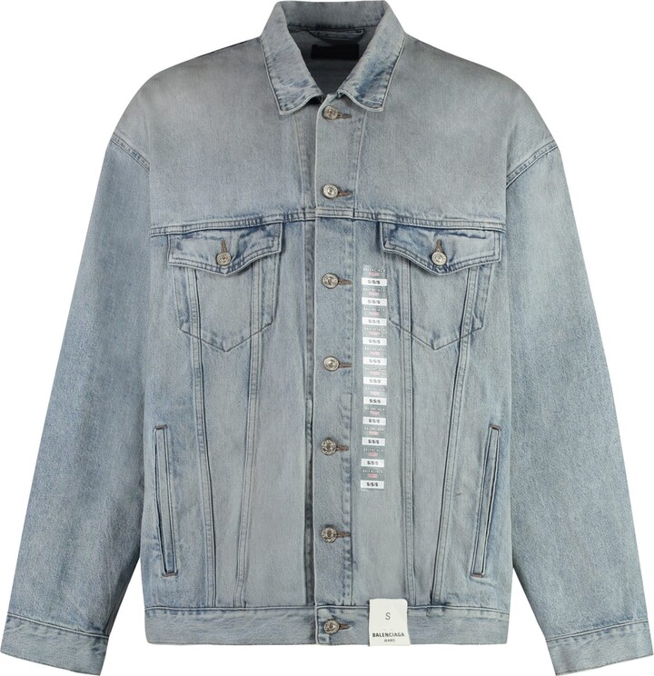 Balenciaga Size Sticker Denim Jacket - ShopStyle