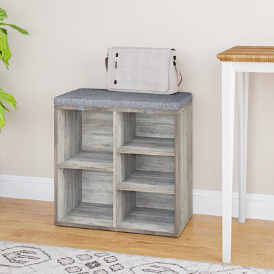 Entryway Shoe Storage Bench with Cushion