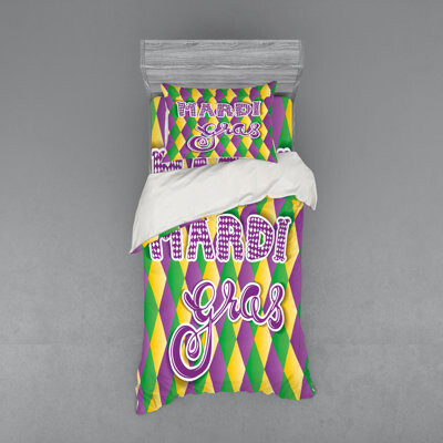 Ambesonne Mardi Gras Duvet Cover Set