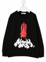 Thumbnail for your product : Msgm Kids Rocket-Print Cotton Jumper