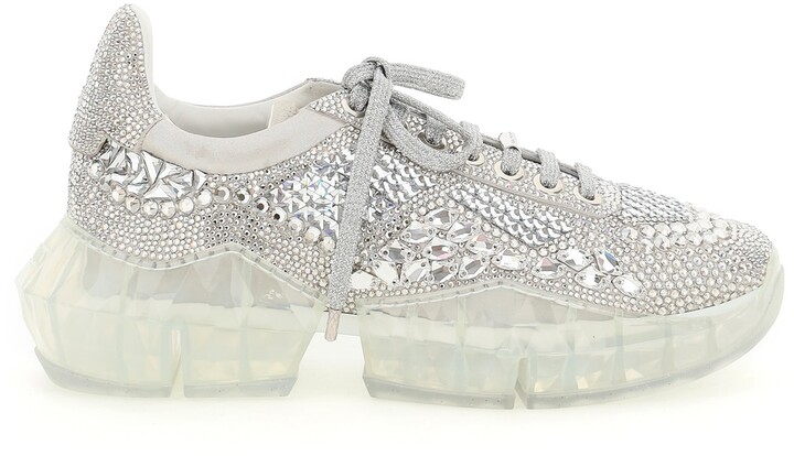 Jimmy Choo Diamond F Sneakers With Crystals - ShopStyle