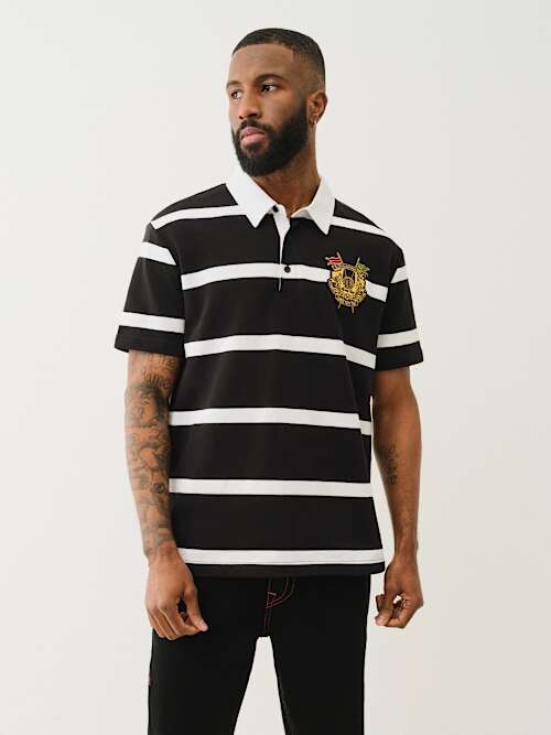Striped Crest Polo Shirt
