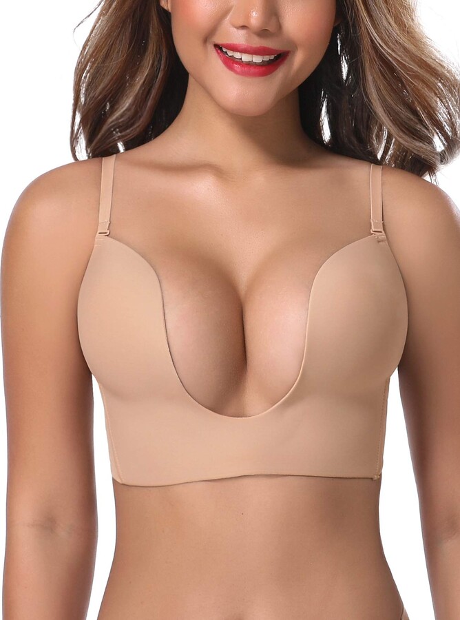 AMhomely Bras for Women Plus Size Sale Front Fastening Push Up Bra