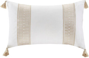 W-Runyong Embroidered Cotton Oblong Decorative Pillow Taupe 12X20"