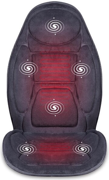 Snailax HeatedBackMassagerPadforChair-VibratingMassagewithMemoryFoamBlack16.54×5.71×12.60inch