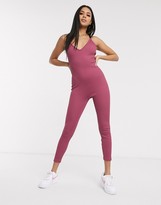 Thumbnail for your product : Nike Plunge Backless Purple Unitard