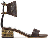 Thumbnail for your product : Valentino GARAVANI Embossed Leather Sandals with Stud Embellishment