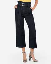 Thumbnail for your product : Express Super High Waisted Belted Cropped Wide Leg Jeans