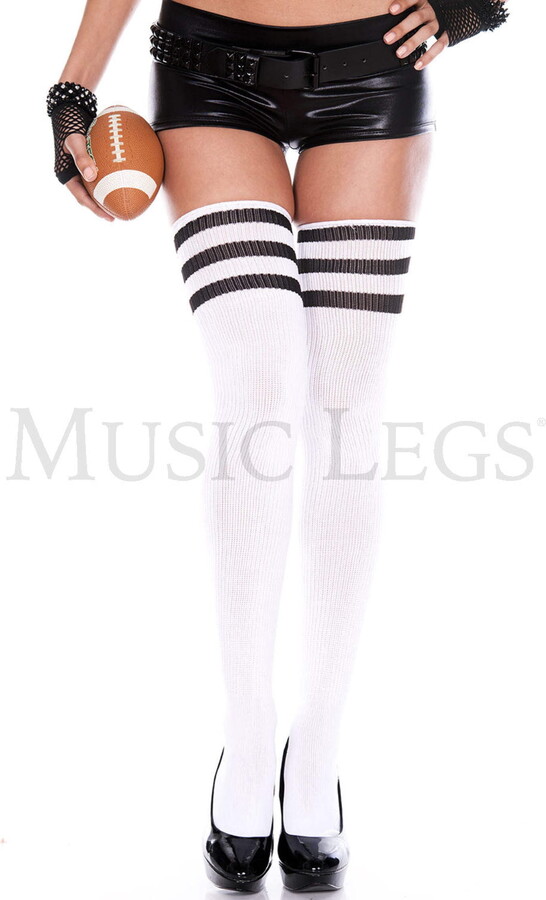 Music Legs Women’s Thigh Highs Polyester Acrylic Socks, White
