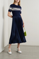 Thumbnail for your product : Polo Ralph Lauren Wool, Mulberry Silk And Cashmere-blend And Pleated Charmeuse Midi Dress - Blue