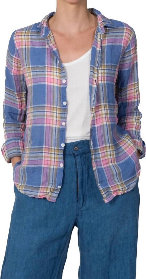 Cp Shades Romy Plaid Linen Shirt In Blue/pink Plaid