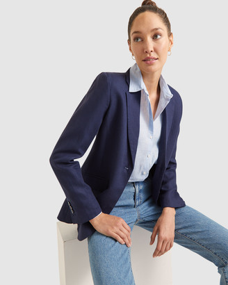 navy linen jacket womens