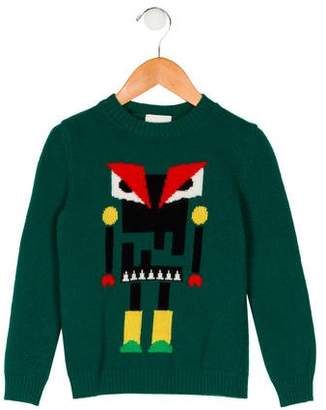 Fendi Boys' Robot Monster Intarsia Sweater