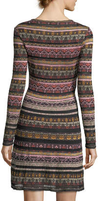 M Missoni Long-Sleeve Floral Lurex® Jacquard Knit Dress
