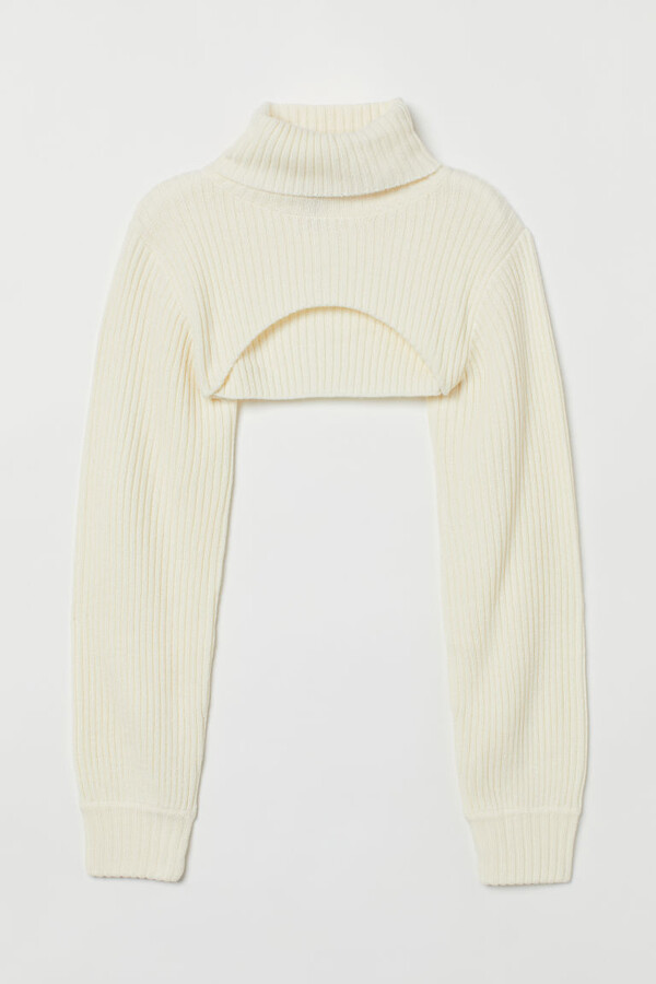 cropped white turtleneck sweater