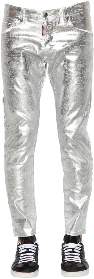 DSQUARED2 16cm Skater Metallic Waxed Denim Jeans - ShopStyle