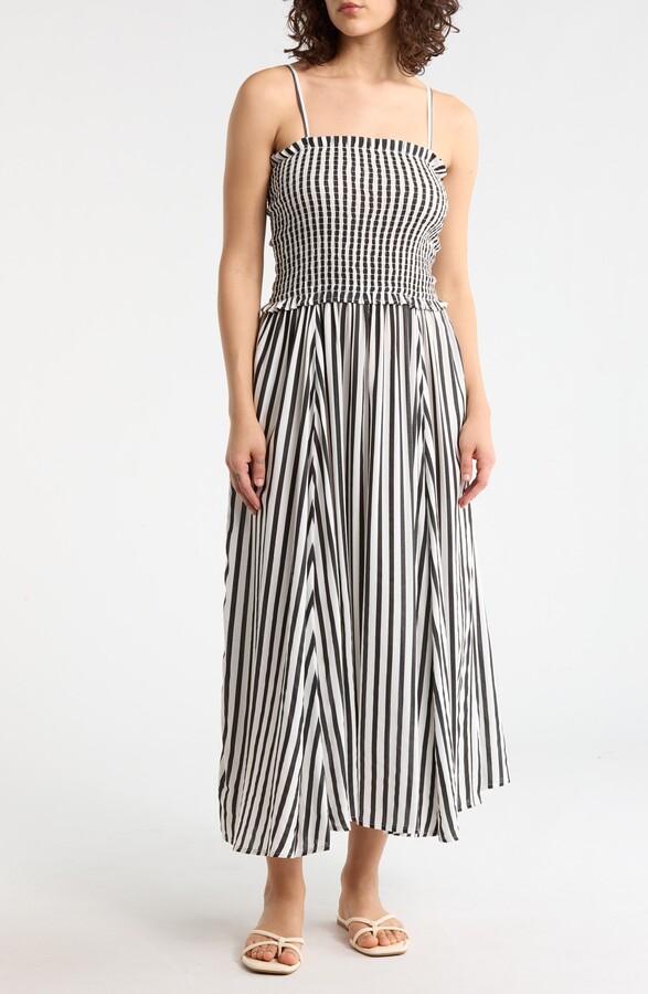 BOHO ME Stripe Smocked Cover-Up Midi Dress