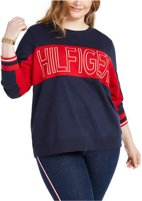 Tommy Hilfiger Plus Size Colorblocked Logo Sweatshirt