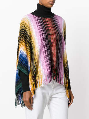 Missoni fringed knitted poncho