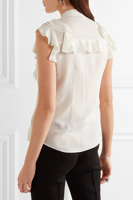 Alexander McQueen Pussy-bow Ruffled Silk-georgette Blouse - White