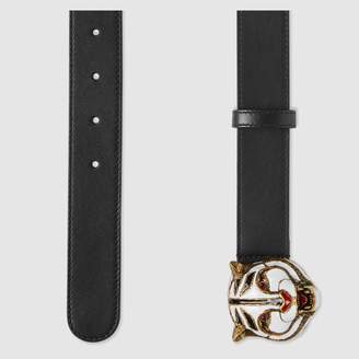 Gucci Leather belt with feline head