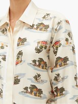 Thumbnail for your product : Bottega Veneta Hawaiian-print Silk-twill Shirt - Ivory Multi
