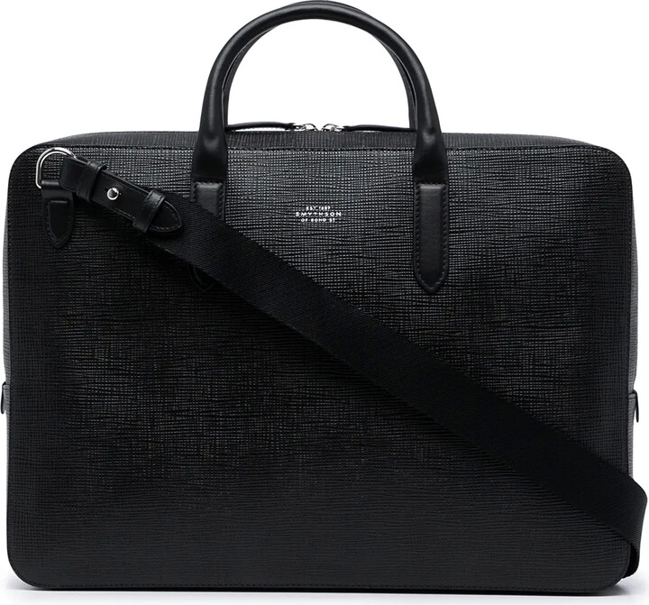 Smythson Panama textured leather briefcase