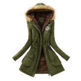 Thumbnail for your product : HGWXX7 Women's Winter Warm Long Coat Faux Fur Collar Slim Hooded Jacket Parkas Outwear(,L)