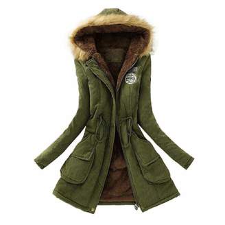 HGWXX7 Women's Winter Warm Long Coat Faux Fur Collar Slim Hooded Jacket Parkas Outwear(,L)
