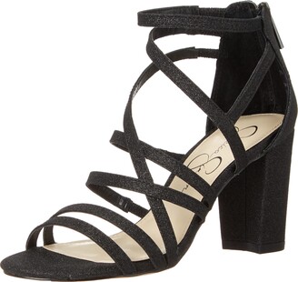 jessica simpson stassey glitter strappy block heel sandals