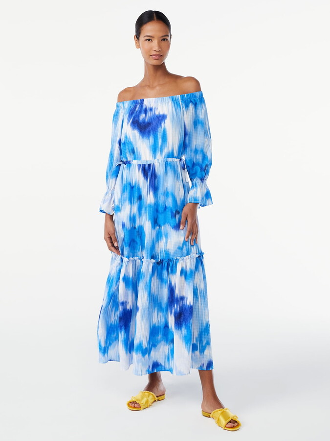 Scoop Women’s Voluminous Off Shoulder Maxi Dress