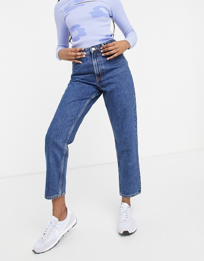 Monki Taiki high waist mom jeans in la lune - ShopStyle