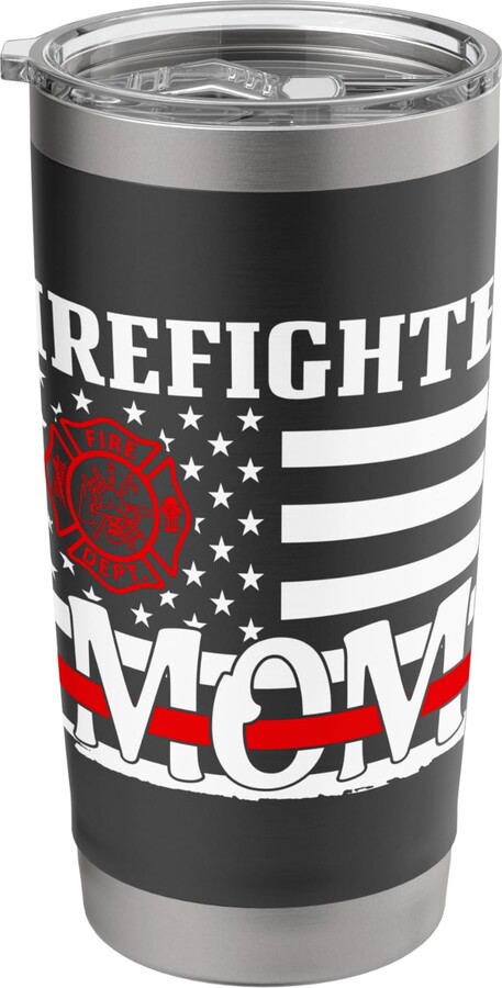 Firefighter Mom USA Flag Fireman Gift Cute Mother Firefighter Mom Stainless Steel Insulated Tumbler