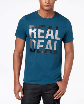 GUESS Men's Real Deal Textured Metallic-Print T-Shirt