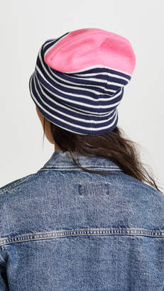 Plush Fleece Lined Striped Beanie Hat