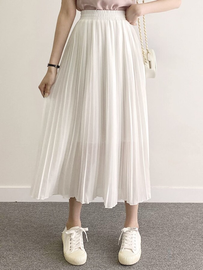 SIGNAM 2023 Summer Spring Women's Casual Skirts Solid Elastic Waist