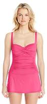 Thumbnail for your product : La Blanca Women's Solid Over The Shoulder Skirted Sweetheart One-Piece Swimsuit