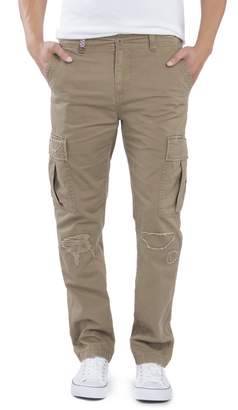 UNIONBAY Men's Vintage Twill Relaxed Fit Rip and Repair Cargo Pants