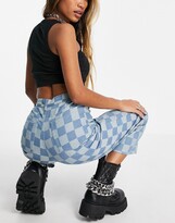 Thumbnail for your product : Vintage Supply checkerboard wide leg jeans in blue