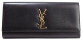 Thumbnail for your product : Saint Laurent black leather 'Cassandre' logo emblem detail clutch
