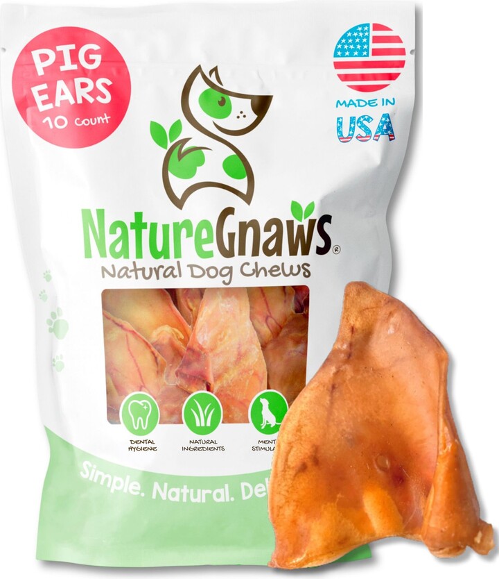 Nature Gnaws USA Pig Ears Natural Dog Chew Treats, 10 count