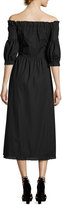 Thumbnail for your product : Vilshenko Off-Shoulder 3/4-Sleeve Midi Dress, Black
