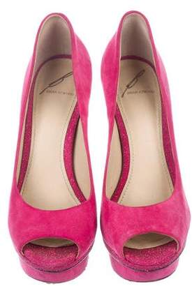 Brian Atwood Suede Peep-Toe Pumps