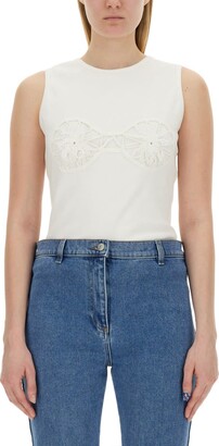 Magda Butrym White Crochet-Embellished T-Shirt - ShopStyle